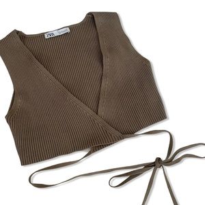Zara knit v neck wrap sweater